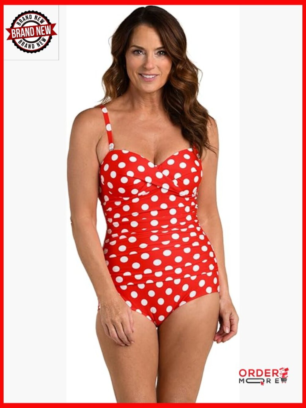 Bandeau Girl Leg One Piece Swimsuit Ruching Tummy Control Full Coverage